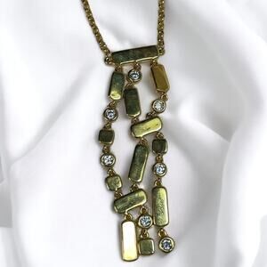 Bronze Milor Italy Gold Plated Teardrop Rhinestone Pendant Necklace